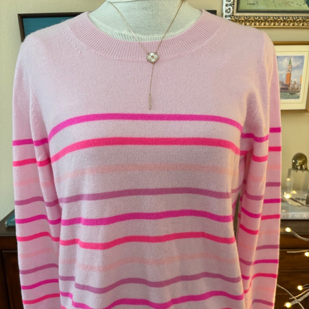 J.Crew 100% Cashmere Sweater – Ballet Pink Stripe – NWT – Size Medium